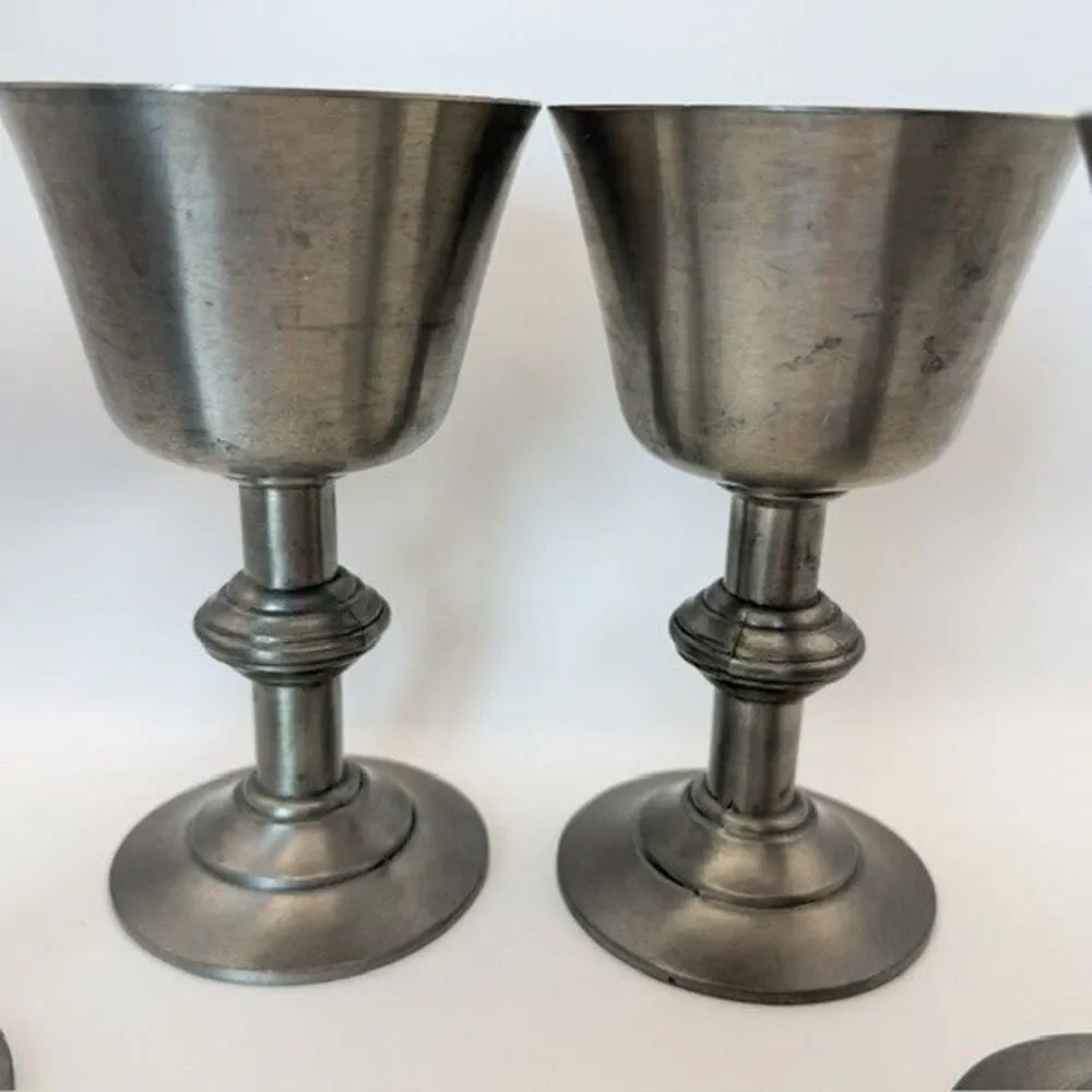 Set Of 4 International Silver Co Pewter Goblets Chalices Wine Glasses  4 in USA